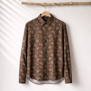 The Kooples Burgundy Paisley Casual Button Down Shirt
